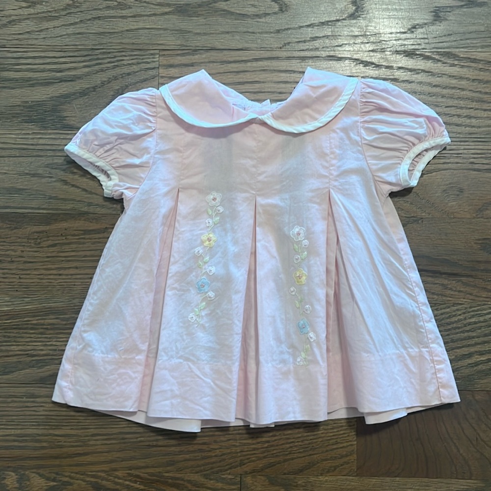 Pink Floral Embroidered Kids Dress